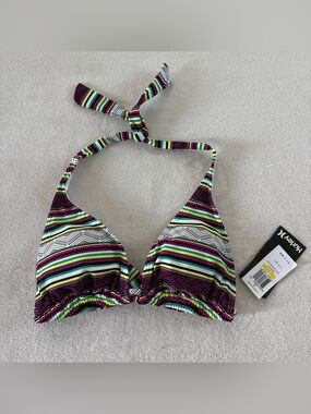 NWT Hurley Striped Padded Halter Bikini Top Size Medium